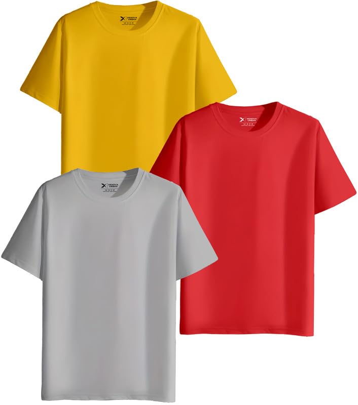 Image of XENOVAURBAN Unisex Regular Cotton Combo of 3 Solid Color Tshirt