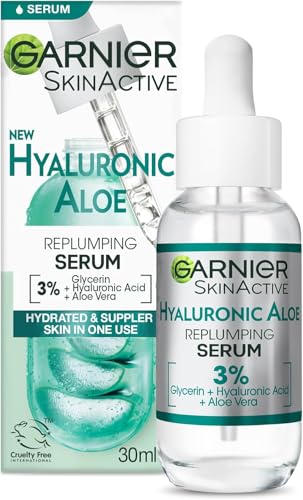 Garnier SkinActive Hyaluronic Acid Super Serum, Replumps & Hydrates, Strengthens Skin Barrier, With 3%/4% Hyaluronic Acid, Aloe Vera & Glycerin, 30ml, Packaging May Vary