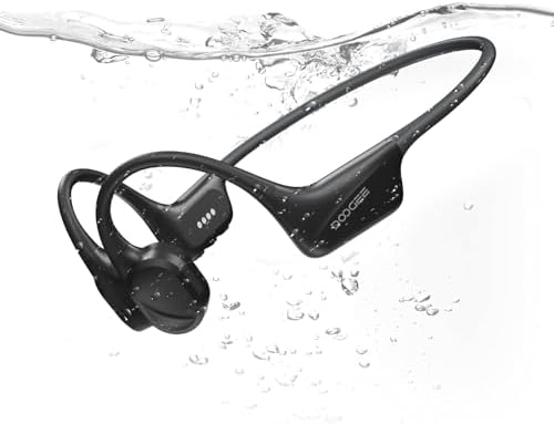 Cuffie Conduzione Ossea IP68 Impermeabili per Nuoto, Auricolari Sportive Bluetooth 5.4, MP3, 32GB, Comodo Silicone, Open-Ear per Corsa, Ciclismo, Palestra,Nero