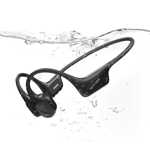 DOOGEE Cuffie Conduzione Ossea per Nuoto, IP68 Impermeabili Cuffie a Conduzione Ossea Auricolari Sportive Bluetooth 5.4, MP3, 32GB, Comodo Silicone, Open-Ear per Corsa, Ciclismo, Palestra Da