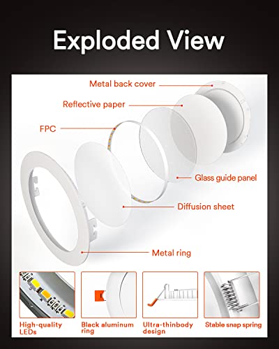 Lumary Smart Recessed Lighting Ultra-Thin 4 Inch Black+Smart Recessed Lighting Ultra-Thin 6 Inch #TOP7