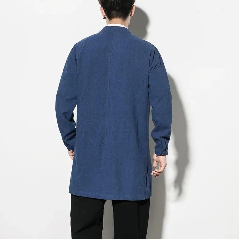 Chaqueta de algodón para hombre WOLONG y bata larga china de abrigo 3