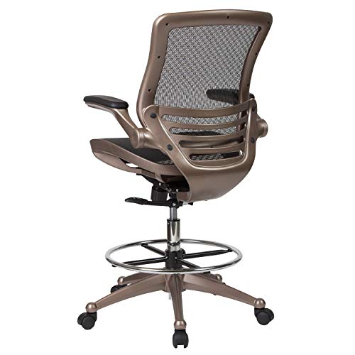 Image of Flash Furniture Waylon Mid-Back Swivel Office Chair with Adjustable Foot Ring and Seat Height, Ergonomic Mesh Chair with Armrests, Black /Gold