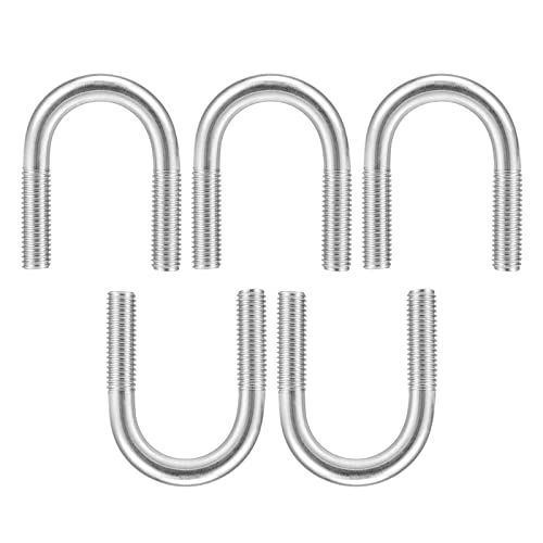 Image of DTGN 1 inchx1.97 inch(DXL) Round U-Bolts - 5Pack - Good for Construction Industry - 304 Stainless Steel Round Bend U Bolt - Silver