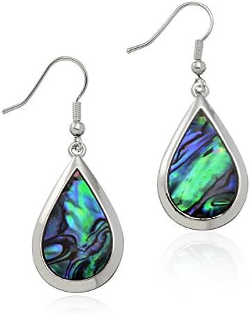 PammyJ Silvertone Abalone Tear Drop Dangle Womens Earrings
