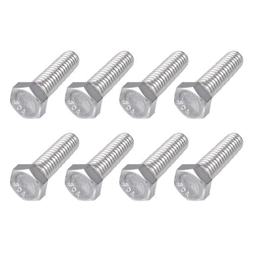 Image of METALLIXITY Hex Head Bolts (3 /8-16 x 1-1 /4 inch) 8Pcs, 304 Stainless Steel 18-8, Fully Threaded, External Hex Drive, Plain Finish, Hex Head Screw Bolt, Silver