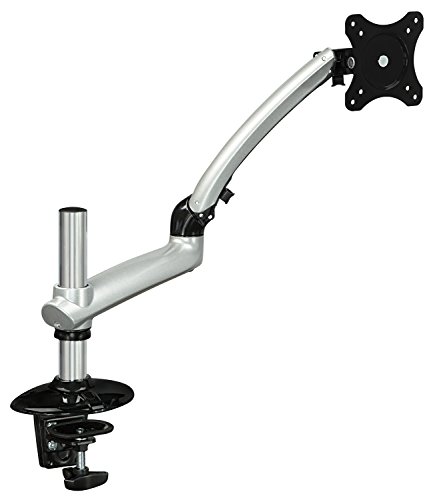 Mount-It! Single Monitor Desk Mount Arm With Height Adjustable Gas Spring  Universal VESA Bracket Fits 75x75 and 100x100mm Computer Screens, Full Motion Premium Design, Silver