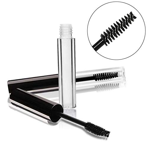 20Pcs 4ml Empty Mascara Tube and Wand, DIY Mascara Container with Cap,eyelash Tubes Vials Bottle with Rubber Inserts and Funnels Kit for Castor Oil(Black)