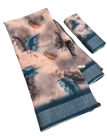Grey pichha digital print_Stylish Digital Printed Cotton Linen Saree-picture-41