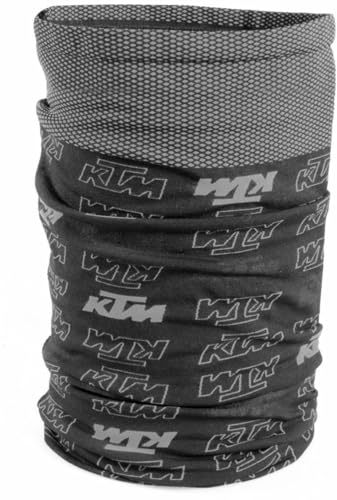 KTM Multifunktionstuch Halstuch Schlauchtuch Loop, leicht & atmungsaktiv, nahtfrei, schnelltrocknend, vielseitig Bandana Piratentuch Windschutz Moped, Motorrad, Fahrrad, Farbe:Schwarz/Grau