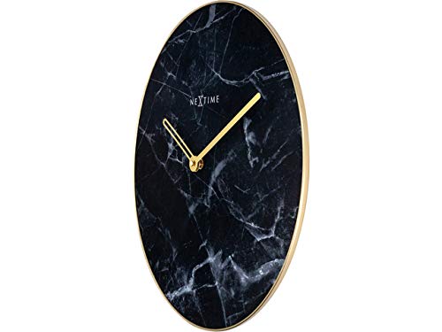 Nextime Wall Clock-Ø 40 Cm-Glass/Metal-Black-'Marble, 40 #TOP2