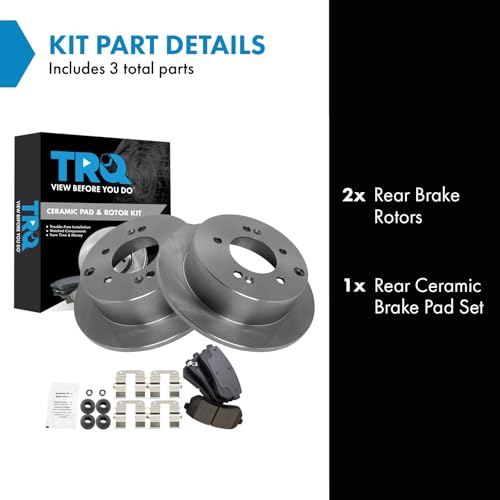 Image of TRQ Rear Brake Pad and Rotor Set Ceramic Solid Rotors