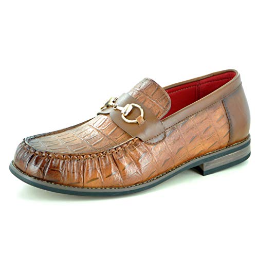 Zapatos formales de hombre con grabado cocodrilo y diseño distinguido en marrón