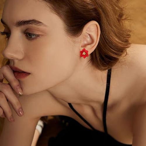 GPASTG Bohemian Tiny Daisy Flower Dangle Drop Earrings Boho Matte Painted Metal Floral Stud Earring For Women Lover and Friends4
