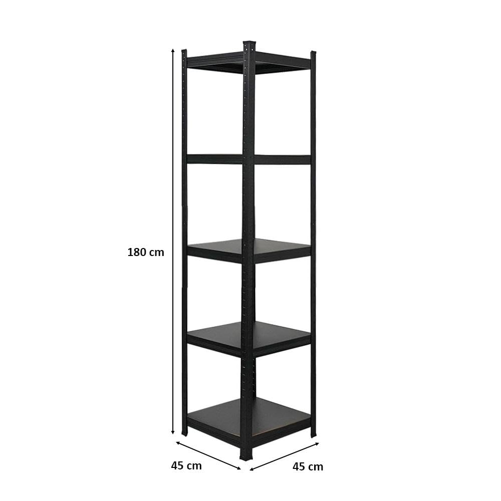 Berlinlodge Étagère de Rangement Bibliothèque Ragnar | HxLxP 180x45x45cm | Capacité de Charge 100kg | Noir Mat