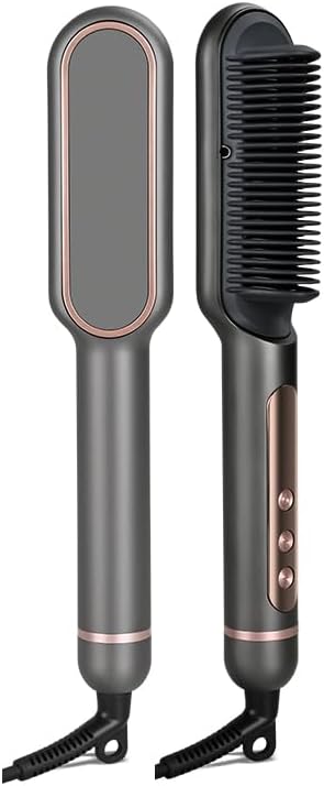 Hair Straightener Brush,Straightening Brush for Women with 5Temp Settings, Ring Hair Straightener Comb, 30s Fast Heating, 40 Million Level Anion, Negative Ions, LED Display, Dual Voltage