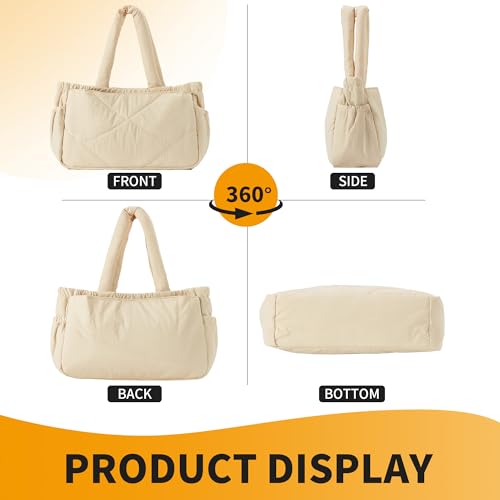 Herald Puffer Tote Bag for Women, Quilted Large Crossbody Shoulder Purse Handbag with Compartment & Multi Pocket3