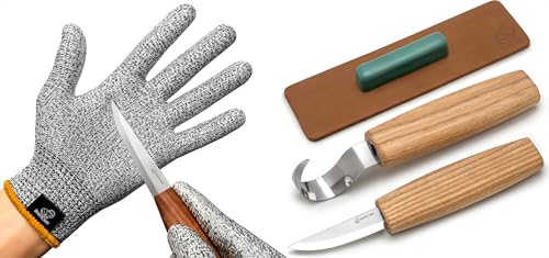 BeaverCraft CRG_M Wood Carving Gloves S01 Wood Spoon Carving Knives Set Spoon Making Tools Kit