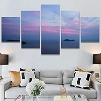 SIGNWIN 5 Panel Canvas Wall Art Multicolor Nature Neon Photography Trees Tropical for Home Decorations Ready to Hang - 60
