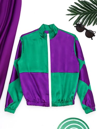 Girls Horse Riding Trainer Jacket Long Sleeve Color Contrast Zipper Coat Halloween Carnival Dress Up3
