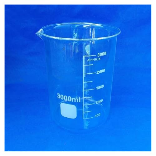 Bécher en verre transparent de 3000ml épais doté d'un bec verseur anti-goutte