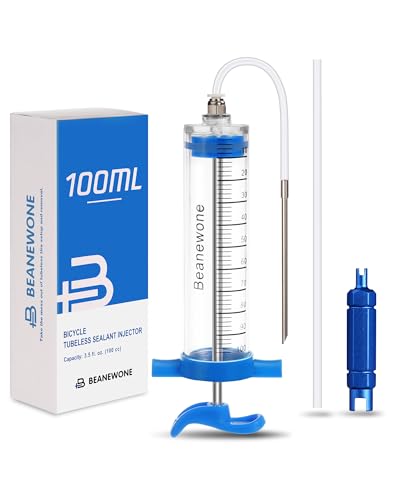 Beanewone Jeringuilla Tubeless, 100ml Jeringa de Inyector de Sellador sin Cámara para Ciclismo de Policarbonato con Conector Metálico