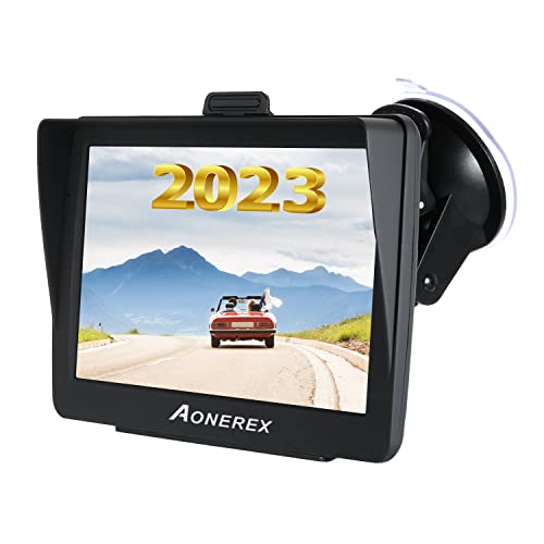 Aonerex Navigation GPS pour voiture, camion, poids lourd, LGV, camping-car, écran tactile de 7" avec cadre de protection solaire, indication vocale multilingue, mises à jour gratuites à vie Cover