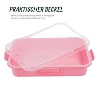 Relaxdays Sandkasten mit Deckel, 2er Set, Kunststoff, HxBxT: 8 x 38 x 25 cm, kleine Sandkiste für Kinder, Indoor, rosa – Ansicht 5