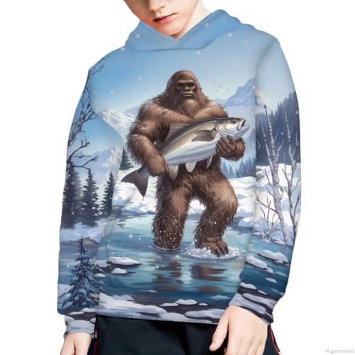 Image of WELLFLYHOM Boys Hooded Sweatshirts Hoodie Pullover Cool Graphic Crewneck Blouses Size 6-16
