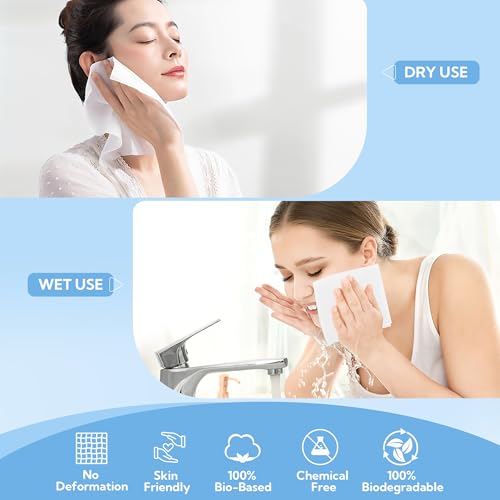 GRANNY SAYS Toalha de rosto descartável, toalhas de rosto descartáveis, toalhas de rosto de base bio