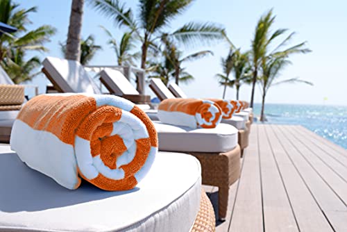 Tidal King Multi Stripe Oversized 60" X 30" Luxury Classic Cabana Style 100% Cotton Beach Towel - No Shrinkage Or Fading! (1X Orange) #TOP3