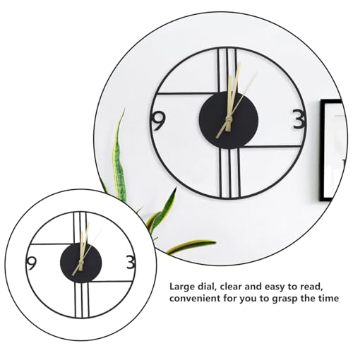 Horloge Murale Silencieuse Design Moderne Fer Noir Salon