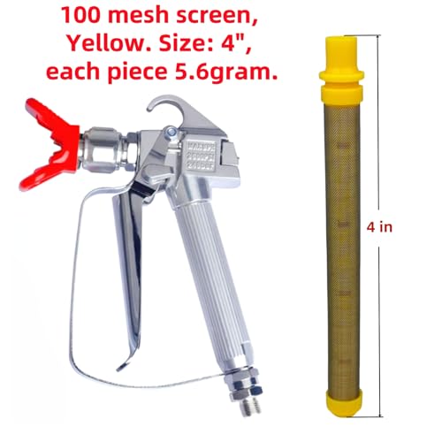 Image of 15 Pack 100 Mesh Spray Gun Filter for Titan Wagner SprayTECH, Yellow | Fits for Titan 581-062, Wagner 0089959, SprayTECH 0515220; 4 inch yellow 100 mesh push-on filters, 15 pack.
