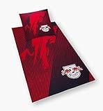 Farbe: rot-navy RB Leipzig Bettwäsche - Speed - rot-Navy gestreift 2teilig (Kissen/Bezug) 135 x 200 cm RBL - Plus Lesezeichen Wir lieben Fußball