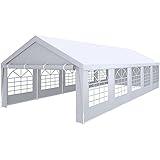 YITAHOME 16' x 32' Heavy Duty Gazebo with Extra Ground Bars Outdoor Party Wedding Tent Canopy Carport Shelter with Removable Sidewall Windows (16x32, White)