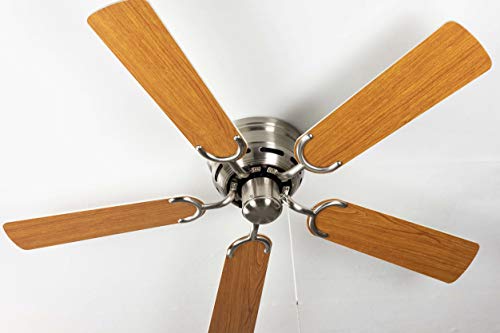 Pepeo GmbH ventilador de techo Kisa Deluxe níquel cepillado sin luz - alas blancas/arce incluyendo el interruptor de tirar