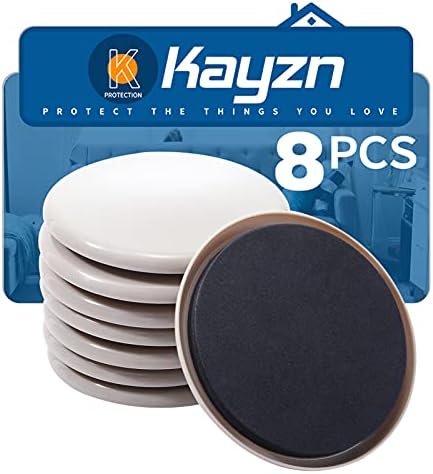 Kayzn Furniture Sliders for Carpet, 8 Pcs 5" Round Furniture Moving Pads, Heavy-Duty Furniture Movers - Reusable Slider, Move Any Item Quickly, Easily and Safe!