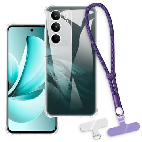 OAGELIM 2-in-1�ی�P�[�X�ƃ��X�g�X�g���b�v OPPO Realme C71 4G �Ƃ̌݊������� ���O���\�ȃ��j���[�h�t���d�b�J�o�[�A����~�ߕ����h�~�O���b�v�n���h�� (�N���A + �p�[�v��)
