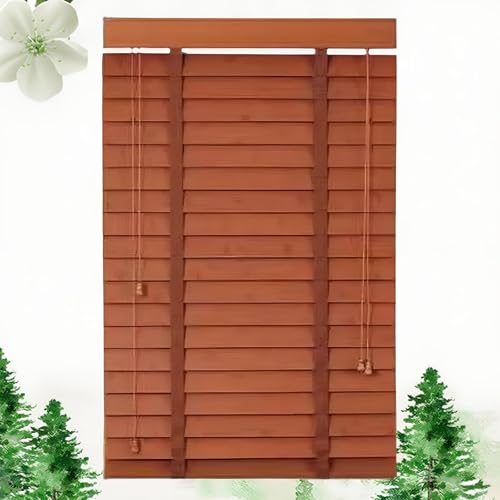 Persianas de madera – Persianas opacas y de privacidad con listones de 50 mm | Persianas venecianas horizontales para sala de estar, dormitorio y cocina