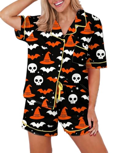 Image of KevaMolly Women Floral Notch Collar 2 Piece Holiday PJ Set | Print Short Sleeve Top, Drawstring Soft Vacation Sleep Shorts