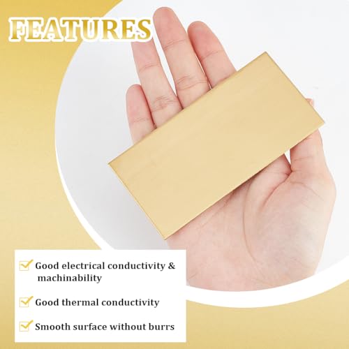 OLYCRAFT 2 Stück Messingblech 50x100mm Goldmessingblech 2mm Dick Rechteckig Rohmessingblech Material Rechteckiges Metall Messingblech Blankes Metallblech Für Metallstanzmodelle