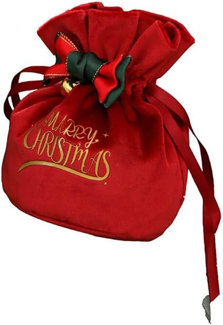 Gift Bags 5/20Pcs Bag Christmas Eve Velvet Apple Bag Christmas Tree Favor New Year Candy Bag (Color : D, Size : 5PCS_12X15CM)