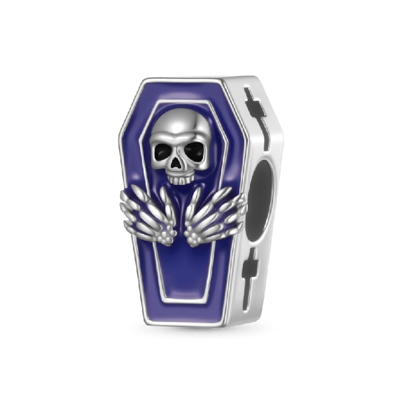 GNOCE Skull Charm Bead Sterling Silver/Silver Plated Skeleton Gothic Punk
