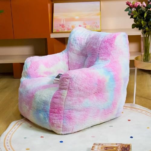 Ergonomic Design Kids & Adult Bean Bag Chair with Filler Included with Supportive Back & Armrest 27.5''H X 35''W X 36.2' D | Pink/White Colorful Zipper Closure Lightweight Plush Flexible