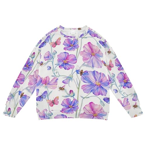 JUNZAN Art Geranium White Big Girls Sweatshirt Hoodie Fleece Outerwear for Kids Athletic 4T