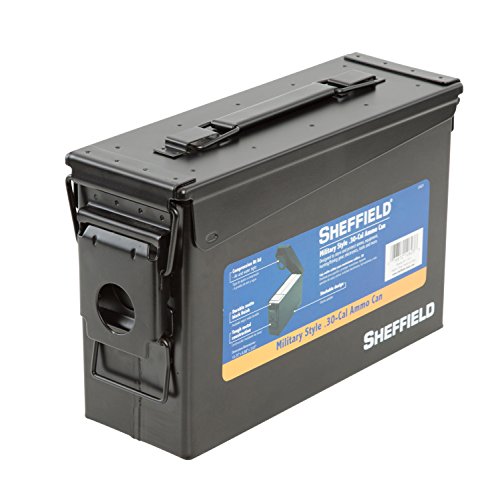 Sheffield 12623 Military Style Ammo Can | Rugged Metal Pistol, Rifle, Shotgun Ammo