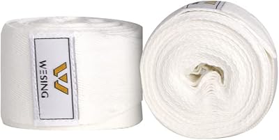 Wesing Boxing Hand Wraps 180 Inch Hand Wraps for Boxing Gloves Men Women Wrist Wraps with Thumb Loop Bandages for Muay Thai MMA Kickboxing and Other Martial Arts (White)