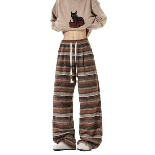 Seidarise Men's Bohemian Striped Wide - Leg Pants with Drawstring Waist, Comfortable & Versatile for Casual Wear