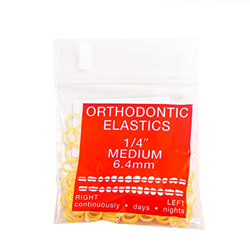 Image of JMU Orthodontic Elastics 1 /4 Medium, 100 Pack Intraoral Dental Rubber Bands | Orthodontic Rubber Bands for Braces, Latex Elastic Bands, Made in USA