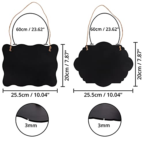 Belle Vous Houten Kalkbord Borden (4 Pak) – Dubbelzijdig, Uitwisbare Borden & Berichtborden met Hang Touw – Decoratieve… - Image 2